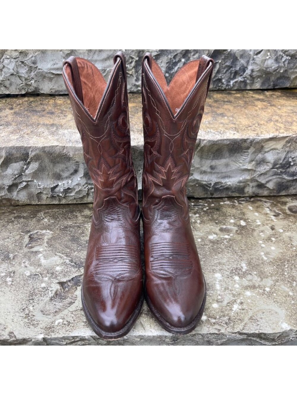 Dan Post Mens Western Cowboy Boots Size 10EW Brown Leather Classic Festival